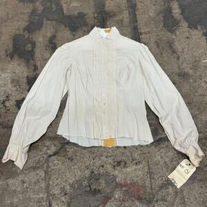 White 50s does 1800s Vintage Cotton HighNeck Victorian Style Film Costume Blouse